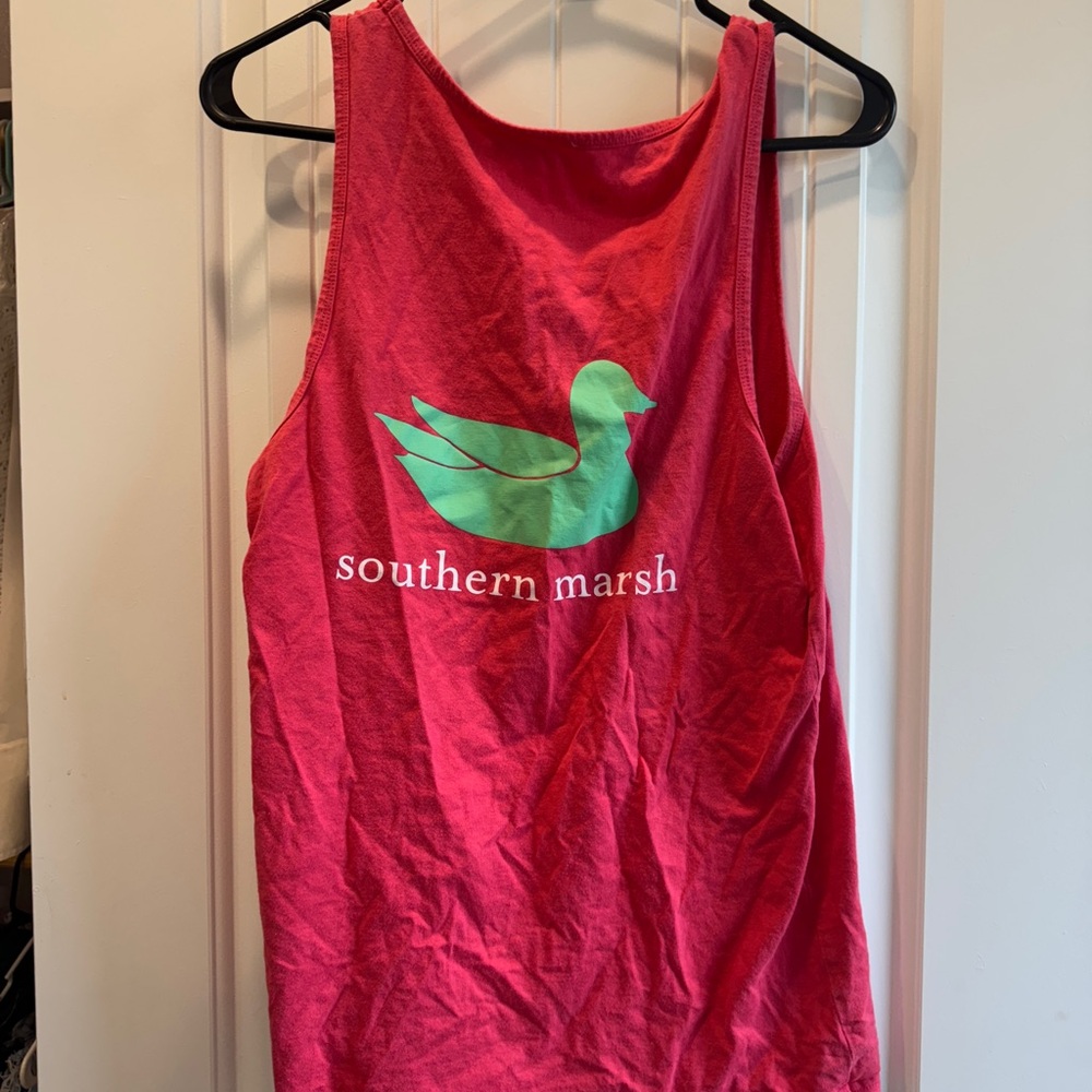 Southern Marsh Pink Tank with Green Logo